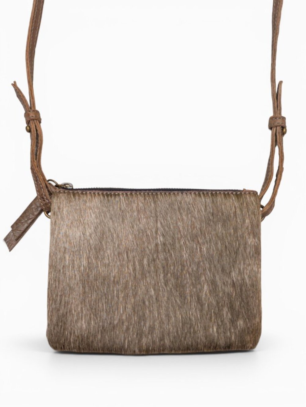 49 Square Miles Leather & Hair-On-Hide Crossbody, Dual-Pocket Design